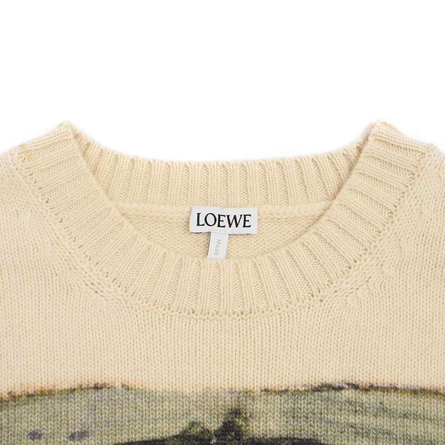 LOEWE ロエベ アニマルプリントクロップドニットセーター S800Y14K34 エクリュ XS LOEWE（ロエベ） アニマルプリントクロップドニットセーター