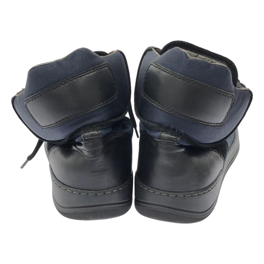 LANVAN レザー×サテン LANVIN（ランバン） サテンコンビハイカットレザースニーカー ネイビー
