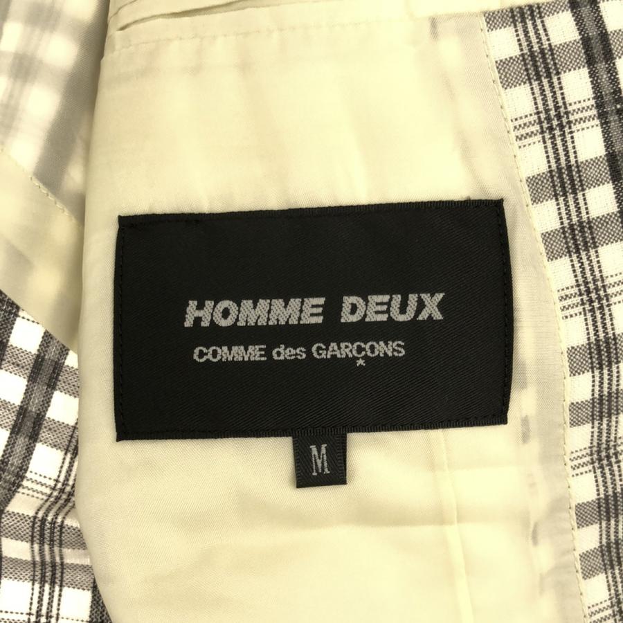 COMME des GARCONS HOMME DEUX コムデギャルソンオムドゥ 19SS コットンリネンチェックテーラードジャケット DC-J056 ホワイト系×グレー M ITWWI2XBCP7V｜modescape｜03