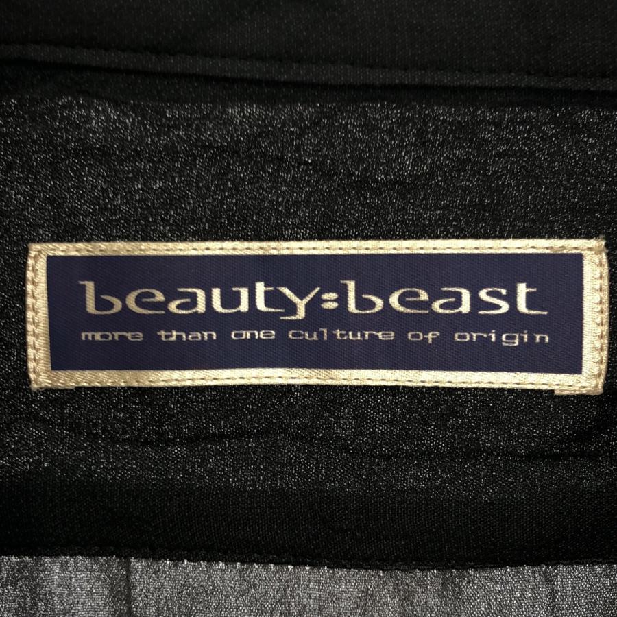 beauty:beast ビューティービースト ラウンドカラー 刺繍デザインシアーシャツ  チャコール系 M beauty:beast（ビューティービースト） ラウンドカラー 刺繍デザイン