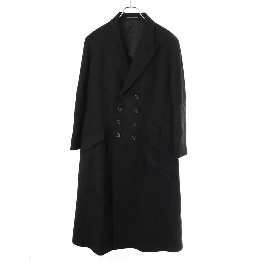 YOHJI YAMAMOTO +NOIR ヨウジヤマモト プリュスノアール ダブルブレスト ウールロングコート NR-C03-103 ブラック 2 ITXEVINMU4JD | YOHJI YAMAMOTO +NOIR