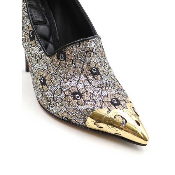 CELINE セリーヌ メタルトゥフラワーラメヒールパンプス CELINE セリーヌ メタルトゥフラワーラメヒールパンプス