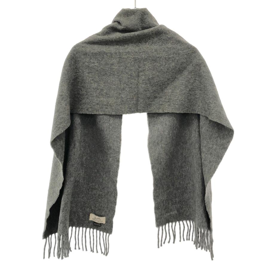 HERMES エルメス カシミヤ フリンジマフラー グレー ITXTGS3G3BMG