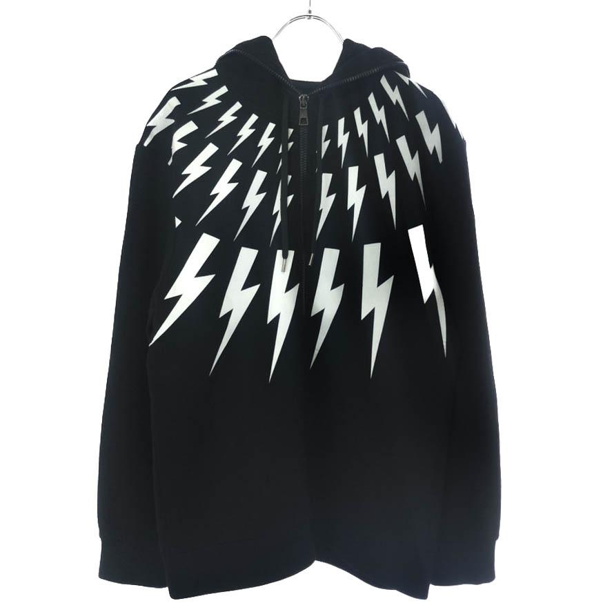 NEIL BARRETT ニールバレット サンダーボルト ジップアップパーカー BJS110V E501S ブラック S ITXVHRRUXS04 | NEIL BARRETT