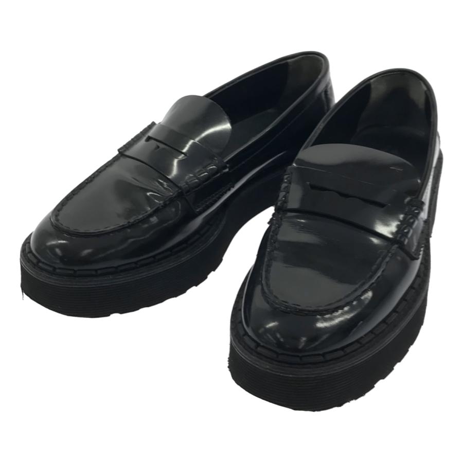 TOD'S ブラック ローファー 37 TOD'S（トッズ） TOD'S パテント プラットフォームローファーシューズ