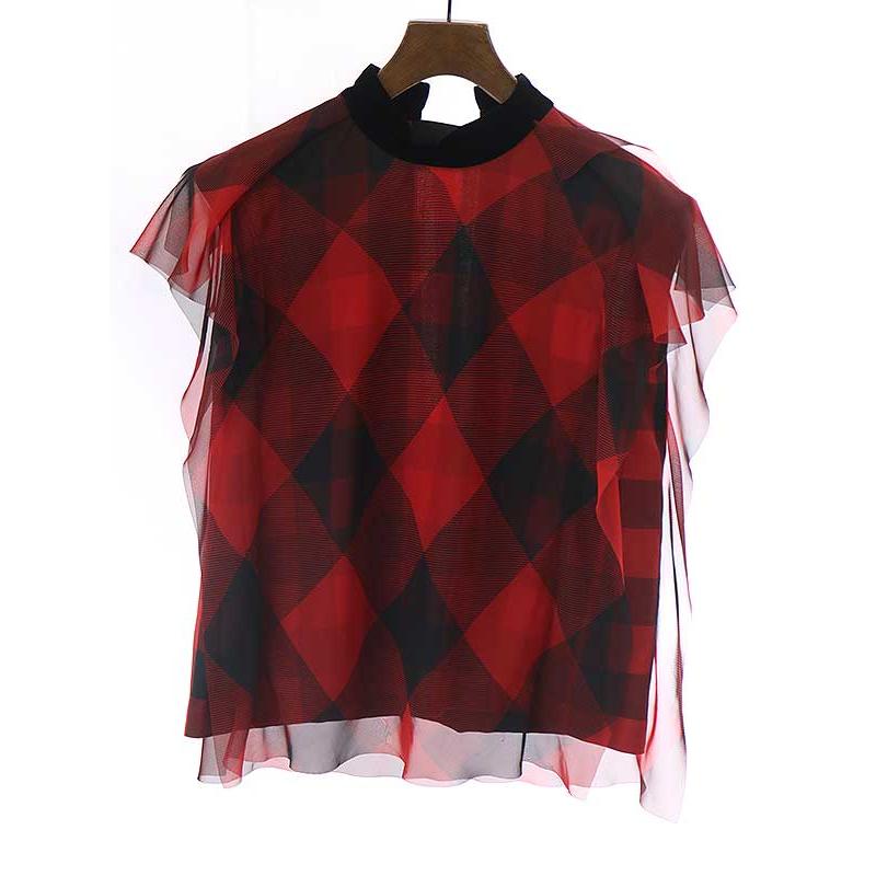 sacai サカイ 22SS バッファローチェックプルオーバーシャツブラウス  