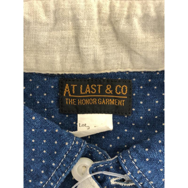 At Last & Co アットラスト LOT372 ポルカドットシャツ ブルー 15 1/2 