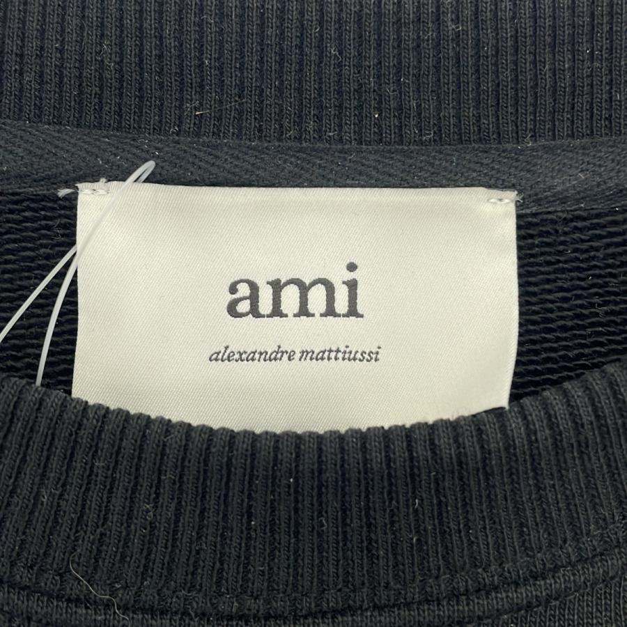 ami alexandre mattiussi アミ アレクサンドル マテュッシ 25AW Ami De Coeur ハートワッペンラグランスウェットプルオーバー USW771.747 ブラック M AMI Alexandre Mattiussi アミ アレクサンドル マテュッシ 25AW Ami De