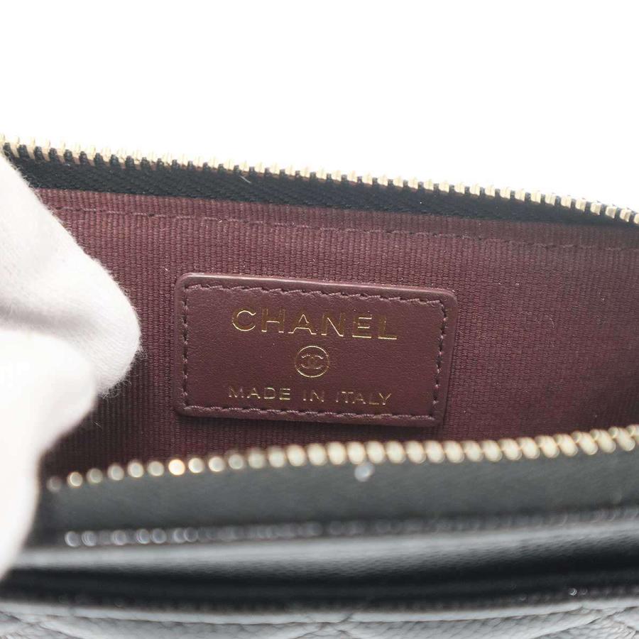 CHANEL シャネル マトラッセ シャイニーグレインド キャビアスキン クラシックジップ フラグメントカードケース  ブラック CHANEL（シャネル） マトラッセ シャイニーグレインド キャビアスキン