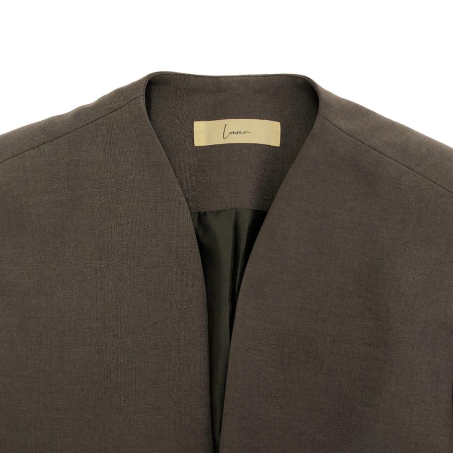LOUREN ローレン 24SS ポリエステルノーカラージャケット&amp;パンツ セットアップ Lo241-37/Lo241-38 カーキ F/M louren（ローレン） 24SS ポリエステルノーカラージャケット&パンツ