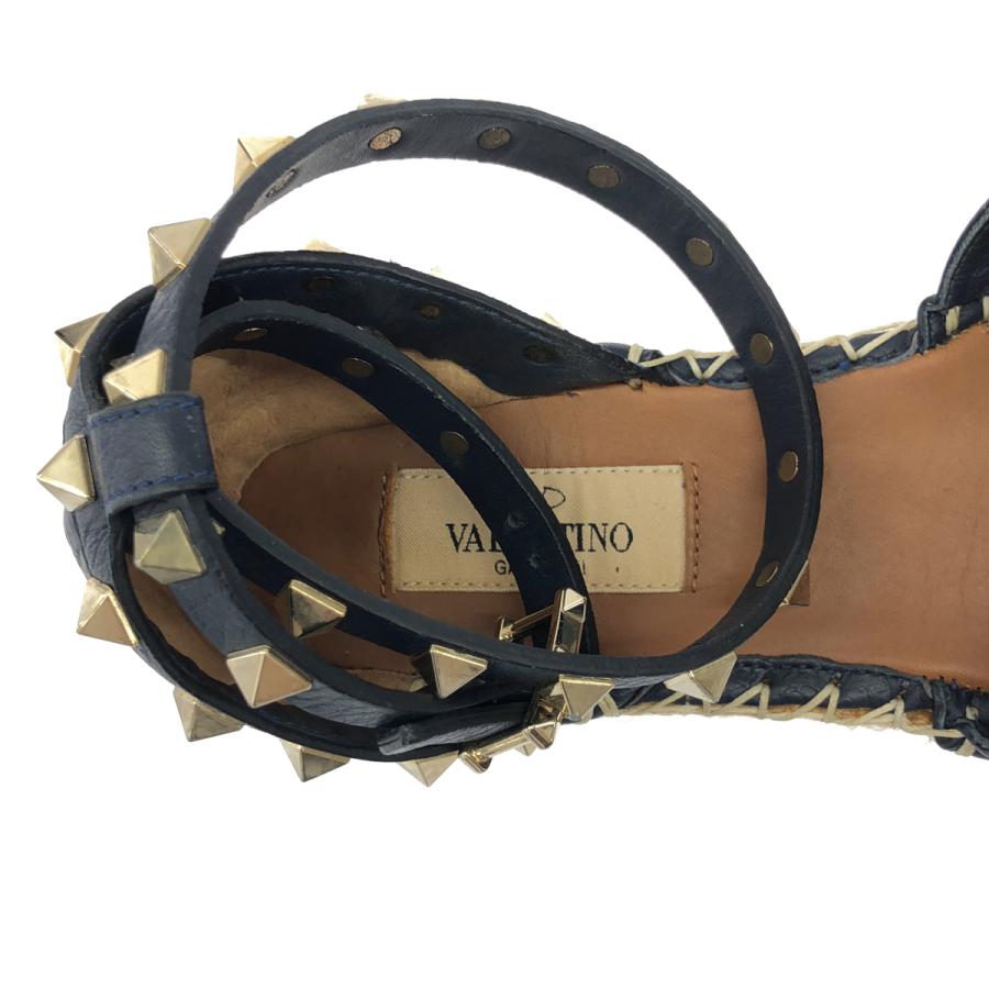 VALENTINO GARAVANI ヴァレンティノ ガラヴァーニ ロックスタッズエスパドリーユアンクルストラップシューズ ネイビー 35 ITYTFKPLTDE6_4