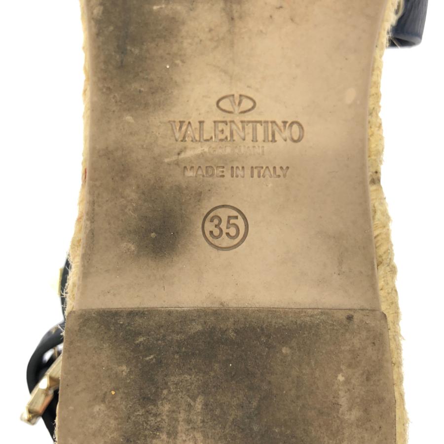 VALENTINO GARAVANI ヴァレンティノ ガラヴァーニ ロックスタッズエスパドリーユアンクルストラップシューズ ネイビー 35 ITYTFKPLTDE6_5