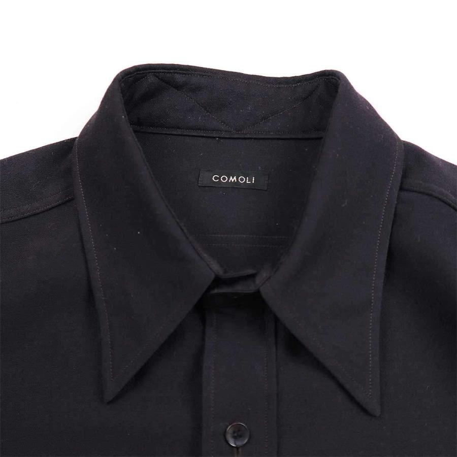 COMOLI コモリ 22AW ウールモールワークシャツ ネイビー 3 W03