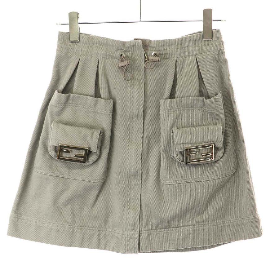 FENDI(フェンディ) / FJロゴ メッシュニットスカート/42/ヴィスコース