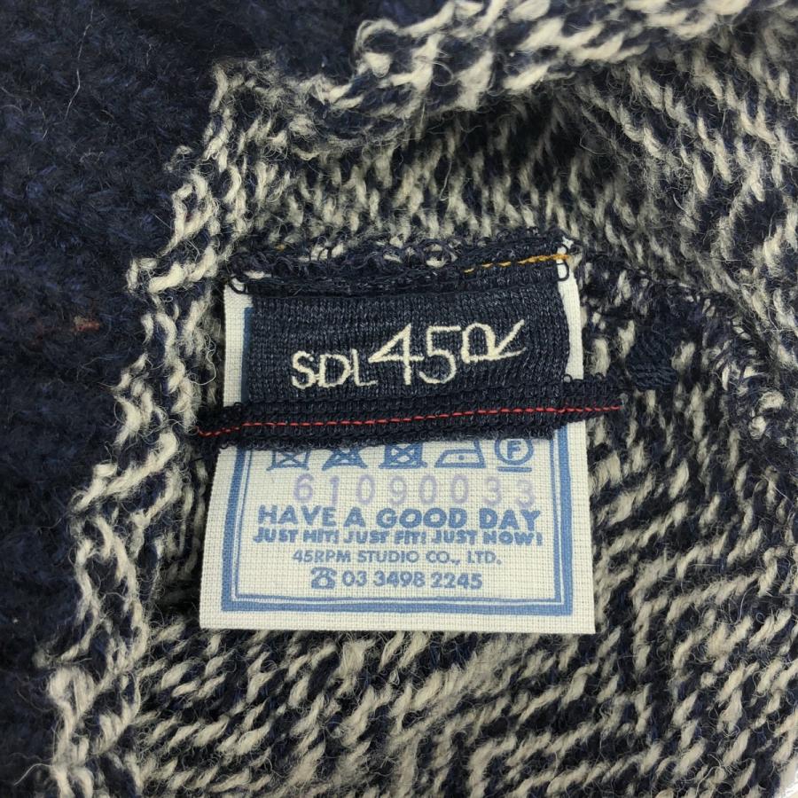 24AW 45Rシェットランドヘリンボンのニット帽 ネイビー系 45R