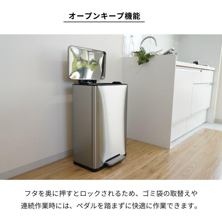 ステンレス製ゴミ箱［新品］DEPOS 45L ゴミ箱 ステンレス ダストボックス 両開き 45L RB002045