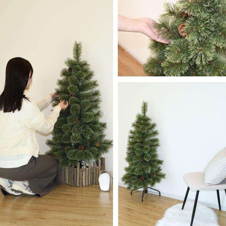 クリスマスツリー 半分 ハーフ 北欧風 リアル コンパクト 壁置き 松ぼっくり付き キャロル ハーフツリー 180cm_2