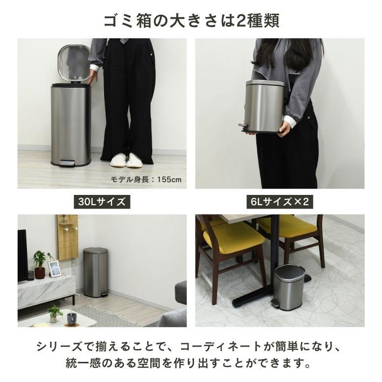 レビュー特典付き ゴミ箱 3点セット 30リットル 6リットル 分別 蓋付き