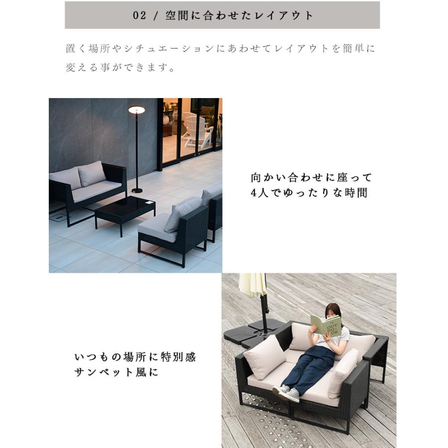 ラタン調 ガーデンファニチャー ソファ ロンピカーポソファ 4点セット