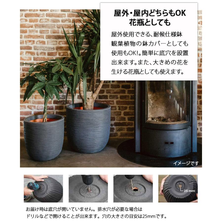 ボール型 植木鉢 樹脂製 アイボリー ブラック カピ エッグプランター