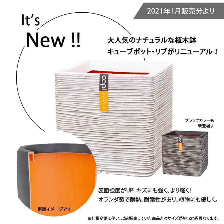 capi 中型 黒 角型植木鉢 大型植木鉢 Capi キューブポット スムース 40cm Planter square