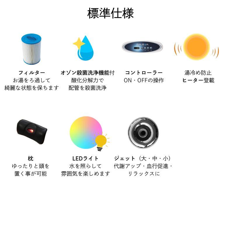 受注生産 ジェットバス プール 大型スパ 埋め込み式 置き型 ジャグジー 3-4人用 水量600L SPA 横幅1600×奥行1600×高さ850mm M-3501 | DEPOS | 01