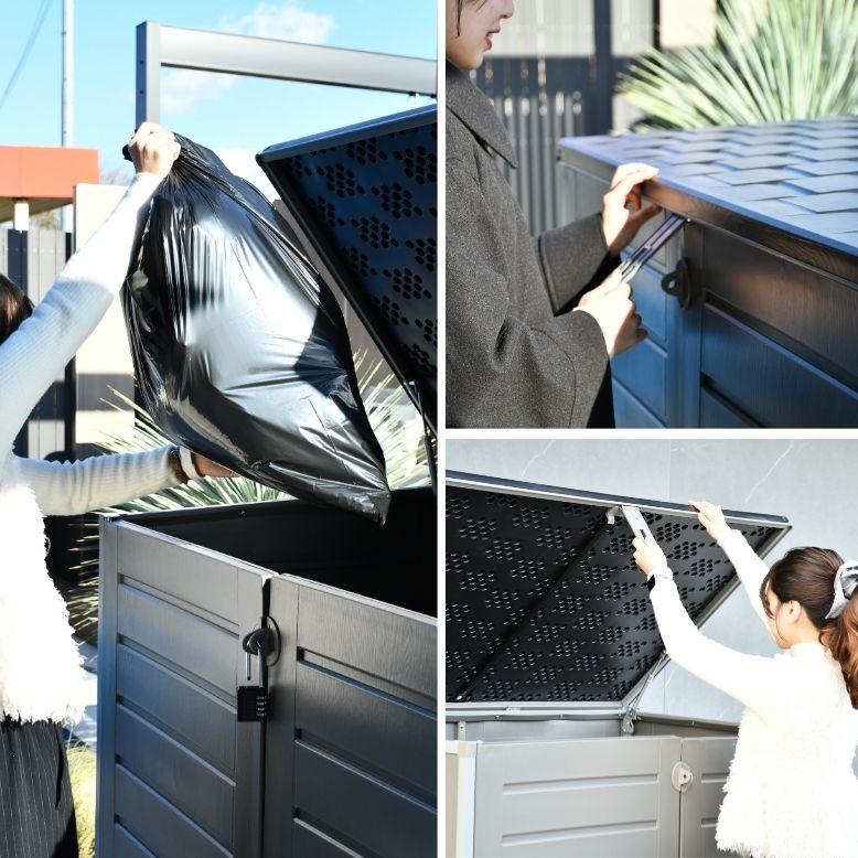 物置 ゴミ箱 おしゃれ 収納庫 屋外収納  ストッカー 園芸用品 ガーデニング  屋外 小型 大型タイヤ DIY キャンプ 中型 小屋 ニュー マックス【大型宅配便】 |  | 11