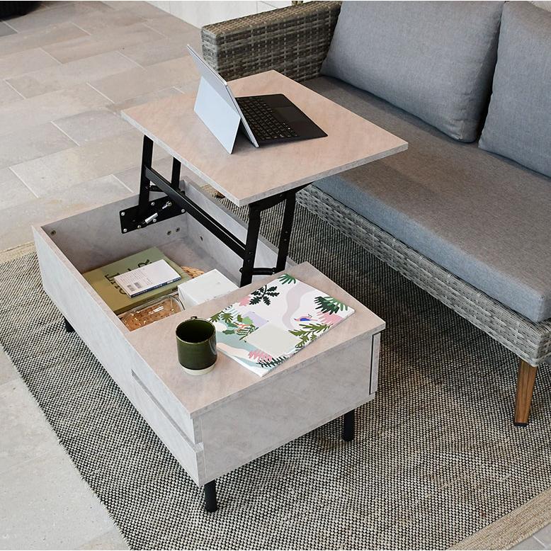 【美品】dinos 大理石調 リフトアップ センターテーブル 美品】dinos 大理石調 リフトアップ センターテーブル