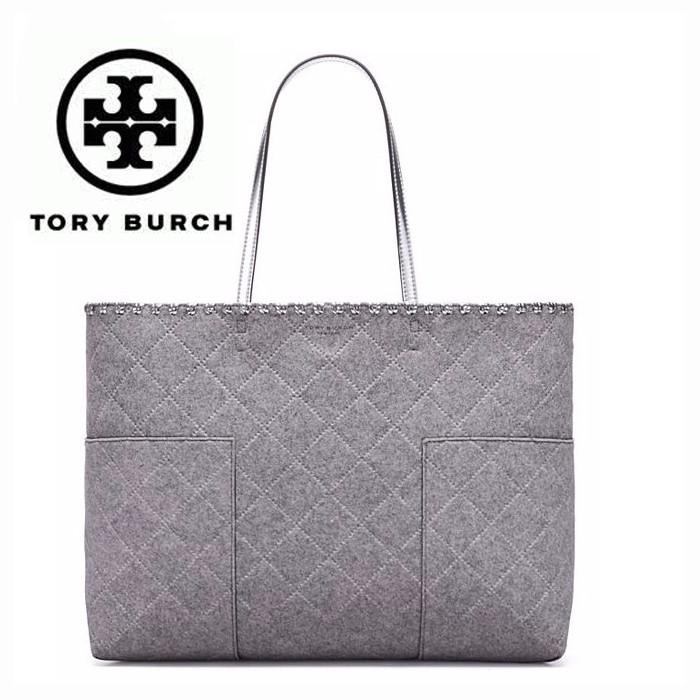 トリーバーチ バッグ ブロックT フェルト トートバッグ ポーチ付き Tory Burch BLOCK-T FELT TOTE(GRAY/SILVER) 31107 | TORY BURCH