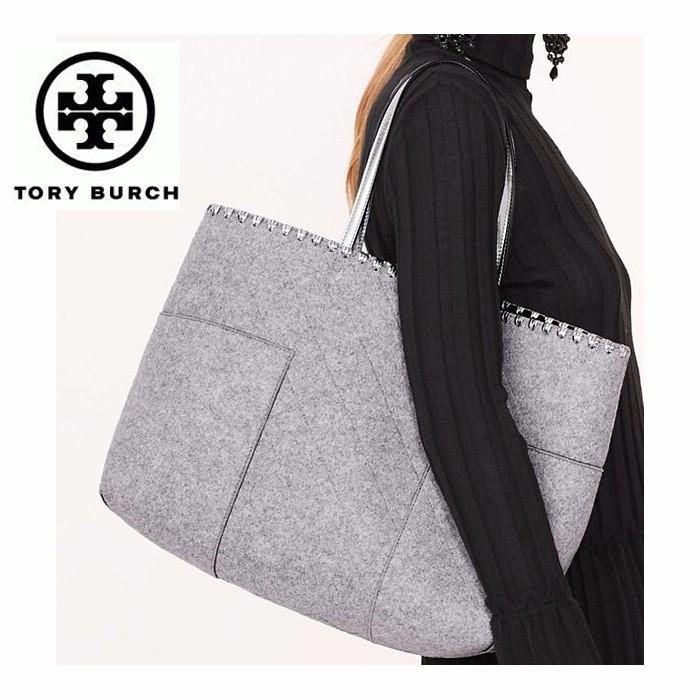 トリーバーチ バッグ ブロックT フェルト トートバッグ ポーチ付き Tory Burch BLOCK-T FELT TOTE(GRAY/SILVER) 31107 | TORY BURCH | 02