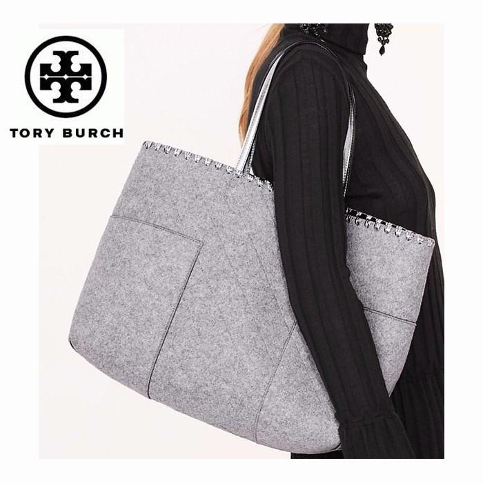 トリーバーチ バッグ ブロックT フェルト トートバッグ ポーチ付き Tory Burch BLOCK-T FELT TOTE(GRAY/SILVER) 31107｜modstore｜03