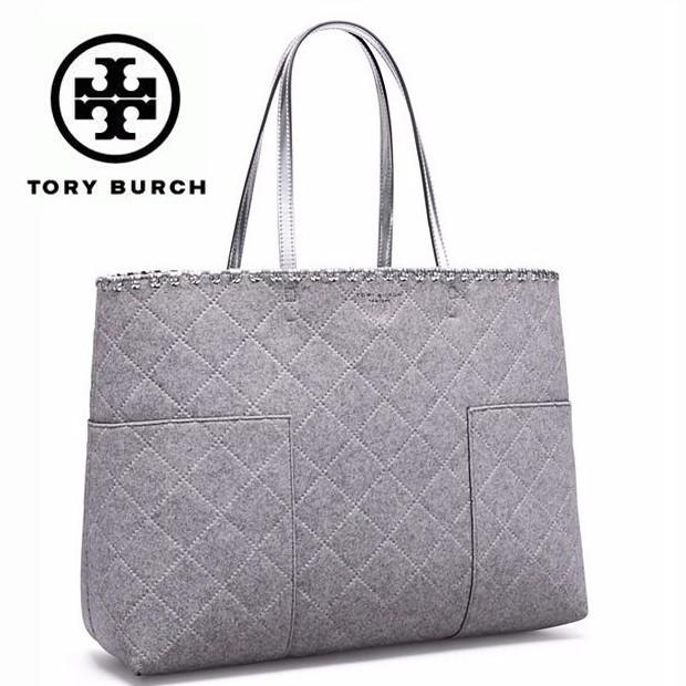 トリーバーチ バッグ ブロックT フェルト トートバッグ ポーチ付き Tory Burch BLOCK-T FELT TOTE(GRAY/SILVER) 31107 | TORY BURCH | 03