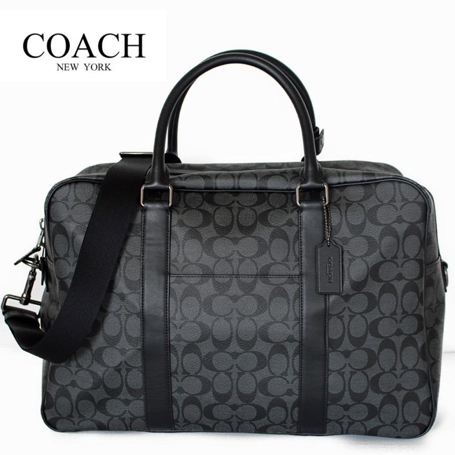 ♦︎本日終了♦︎ コーチ　2way ボストンバッグ　 シグネチャー チャコール　黒 COACH コーチ メンズ バッグ ボストンバッグ アウトレット