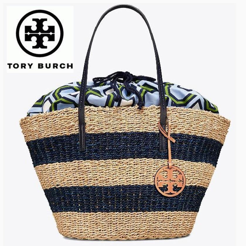 トリーバーチ バッグ かごバッグ トートバッグ Tory Burch STRIPED STRAW TOTE｜modstore