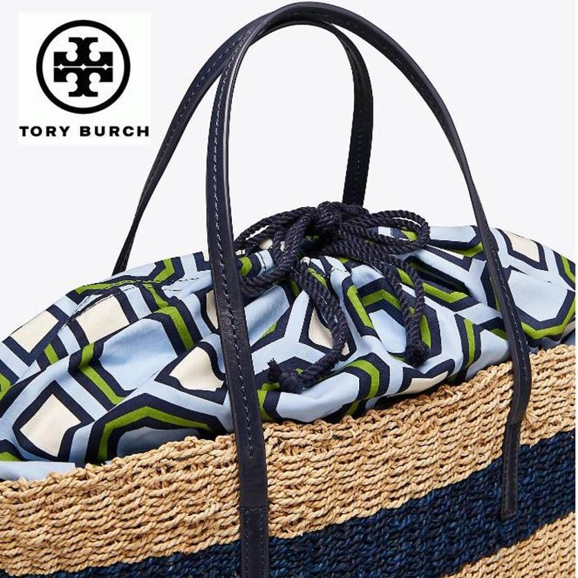 トリーバーチ バッグ かごバッグ トートバッグ Tory Burch STRIPED STRAW TOTE｜modstore｜03