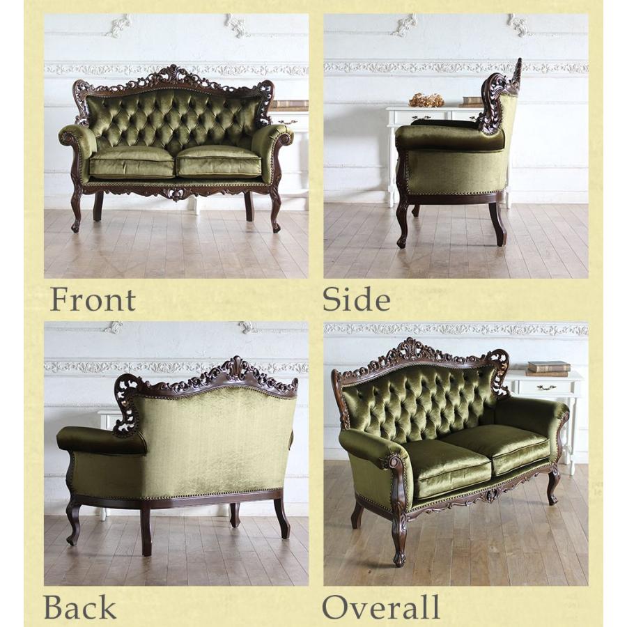 ロココ ソファ 2人掛け アンティーク 猫脚 ロマンチック