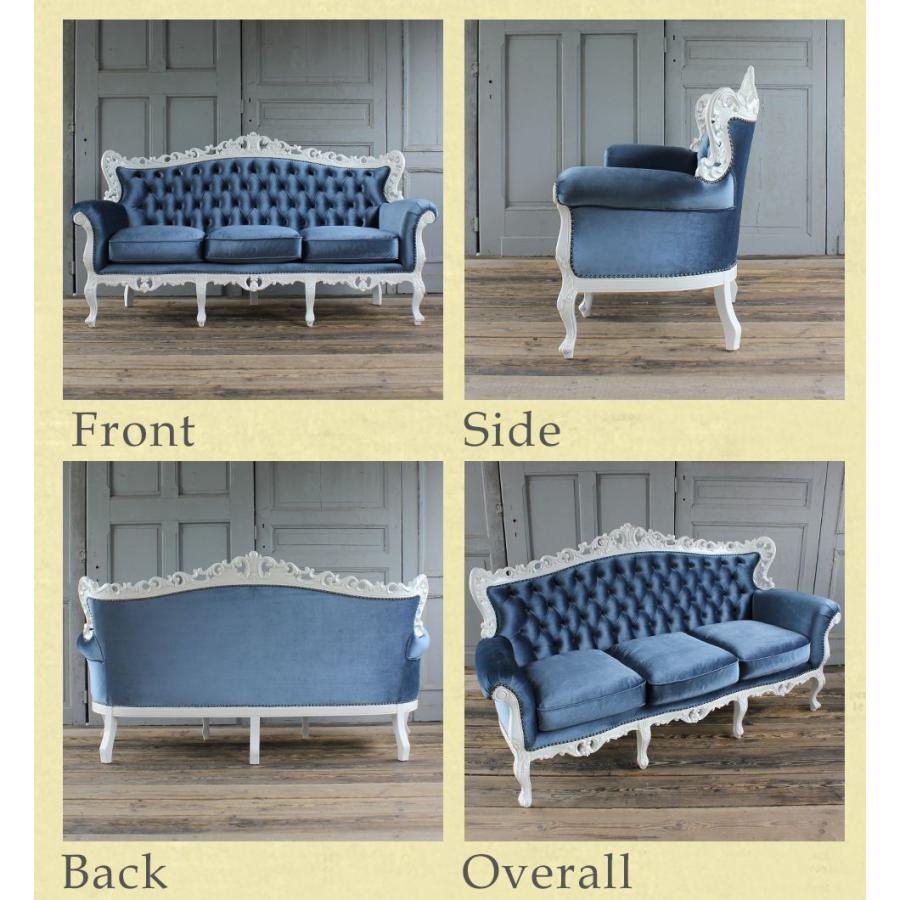 ロココ ソファ 3人掛け アンティーク 猫脚 ロマンチック