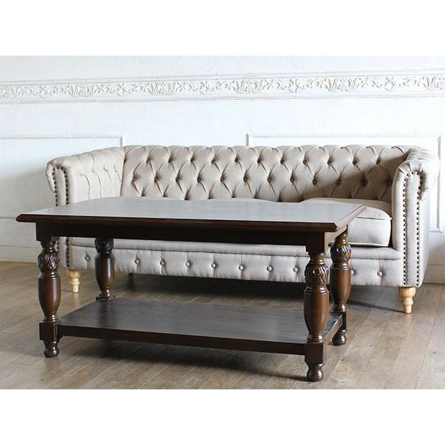 ローテーブル アンティーク ロココ コーヒーテーブル エレガント 茶色