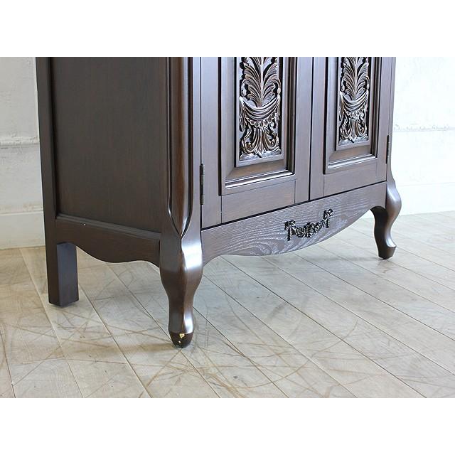 キャビネット アンティーク 靴棚 シューズラック ロココ ブラウン 茶