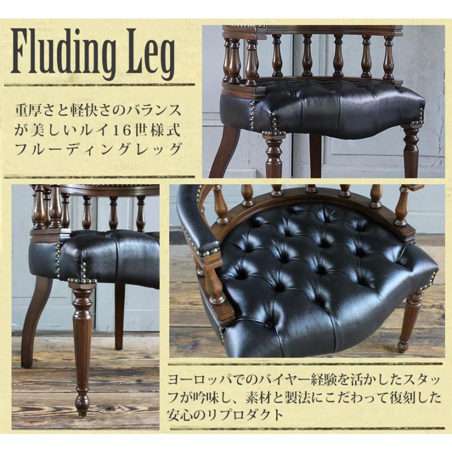 チェスターフィールド キャプテンチェア アンティーク ブラックPU