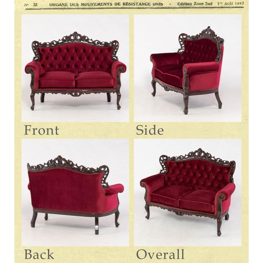 ロココ ソファ 2人掛け アンティーク 猫脚 ロマンチック プリンセス