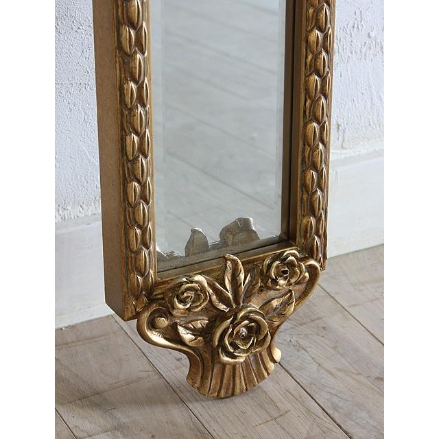 ウォールミラー 壁掛け 鏡 アンティーク 姿見 ロココ スリムミラー S