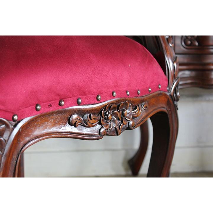 ロココ調 高級家具マボガニ－材 猫脚 アンティーク アームチェアー ロココ アームチェア アンティーク マホガニー 猫脚 mg605 リプロ B 44