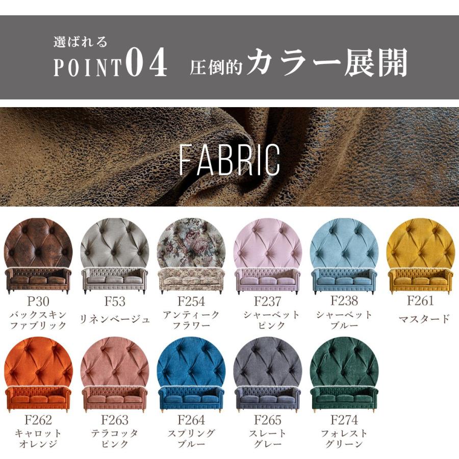 チェスターフィールド ソファ 鋲打ち 英国風 3p アンティーク コンパクト pvc ベルベット ファブリック 布　ヴィンセント 3人掛け vc3 リプロ E 179*78*69 |  | 54