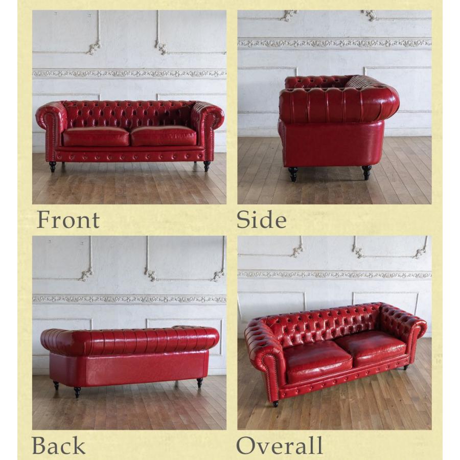 ３人掛けソファ　モダン　鋲打ち　新品 チェスターフィールド ウィングバックソファ 鋲打ち 本革 3人