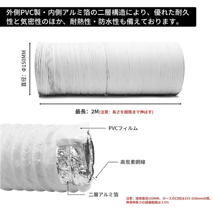 ダクト用換気扇 ダクトホース付 換気扇 150mm 大風量 家庭用工業換気扇