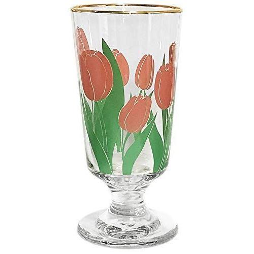 最新発見 電子レンジ オーブン チューリップイラスト レトロ グラス 金メッキ縁 ガラス コップ 花柄 かわいい韓国風デザイン ゴブレット Www Threeriversofs Com