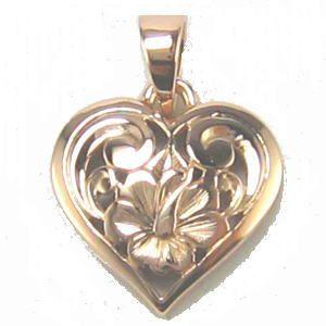 ハワイアンジュエリー ネックレス ペンダント ピンクゴールド ハートペンダント Sサイズ K14 14金 ゴールド レディース 女性 メンズ
