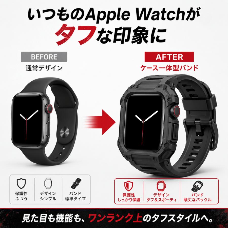 アップルウォッチ バンド 耐衝撃・防水 ラバーベルト スポーツ カバー