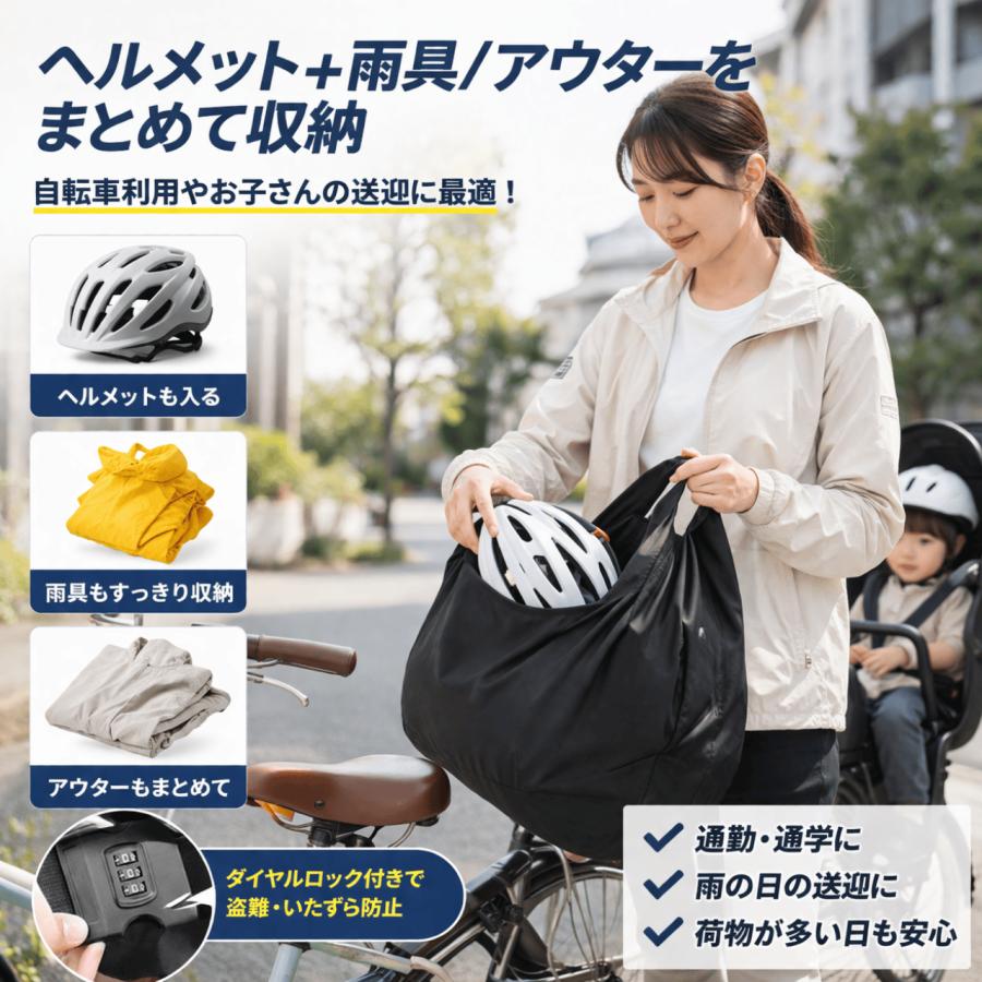 ヘルメットバッグ ダイヤルロック付 説明書付き 防水 大容量 バイク